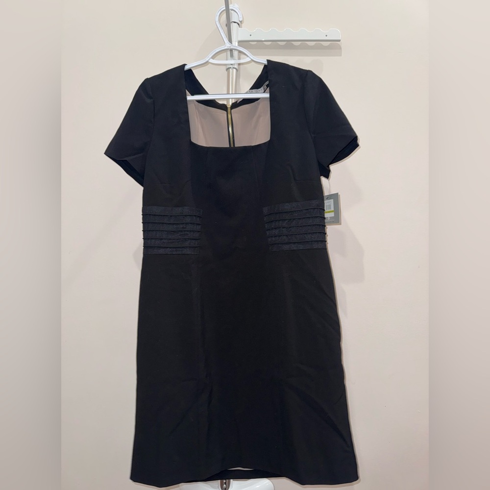Marc New York Black Square-Neck Midi Sheath Dress